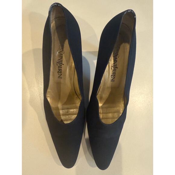 Vintage Yves Saint Laurent Black Platform Heel Pumps Size 8 - Picture 8 of 10